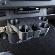 QuadCore Cupholder in Carbon Fiber Texture finish viewed at an angle